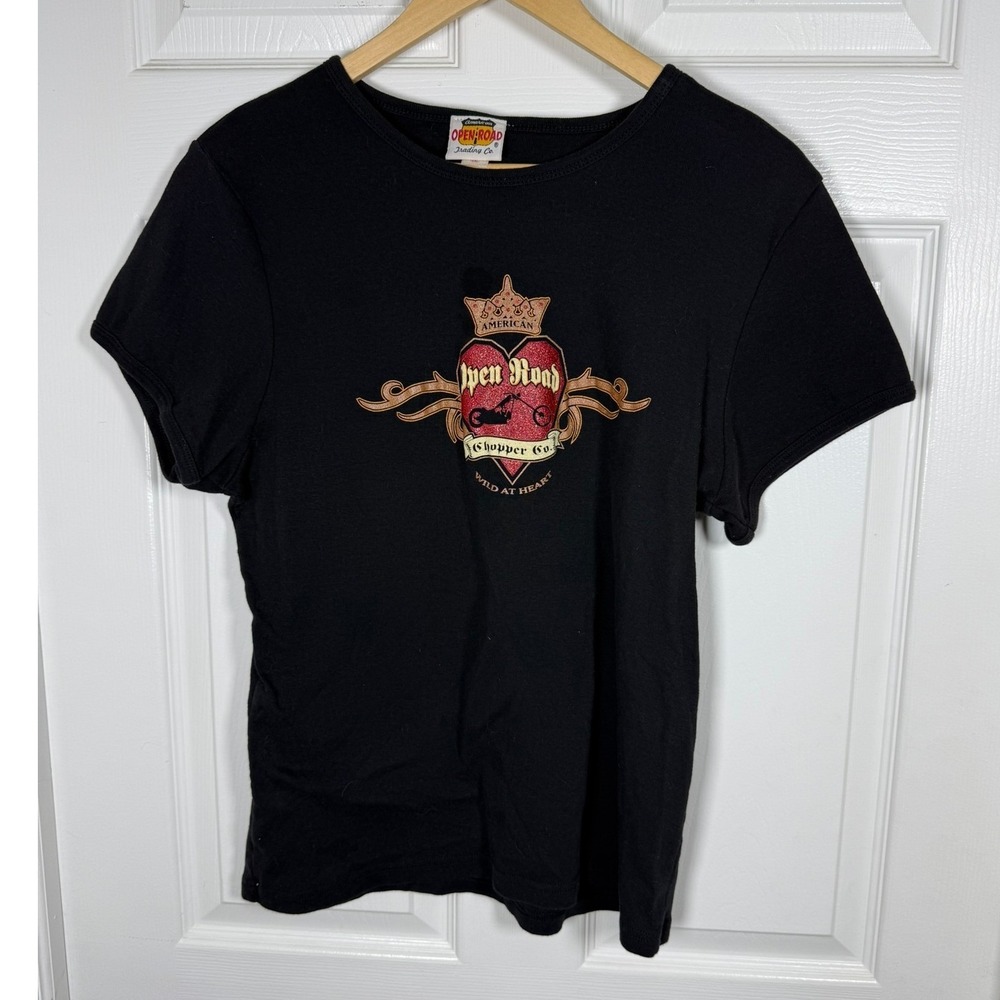 American Open Road Trading Co Chopper Co Black Graphic Tee 2XL Wild at Heart